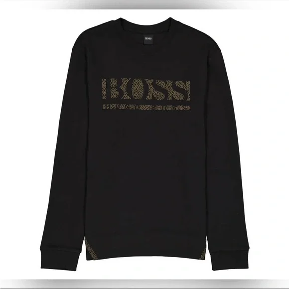 NWT’s Hugo Boss Crewneck Sweatshirt Black/Gold Pixellated Men's Size Small